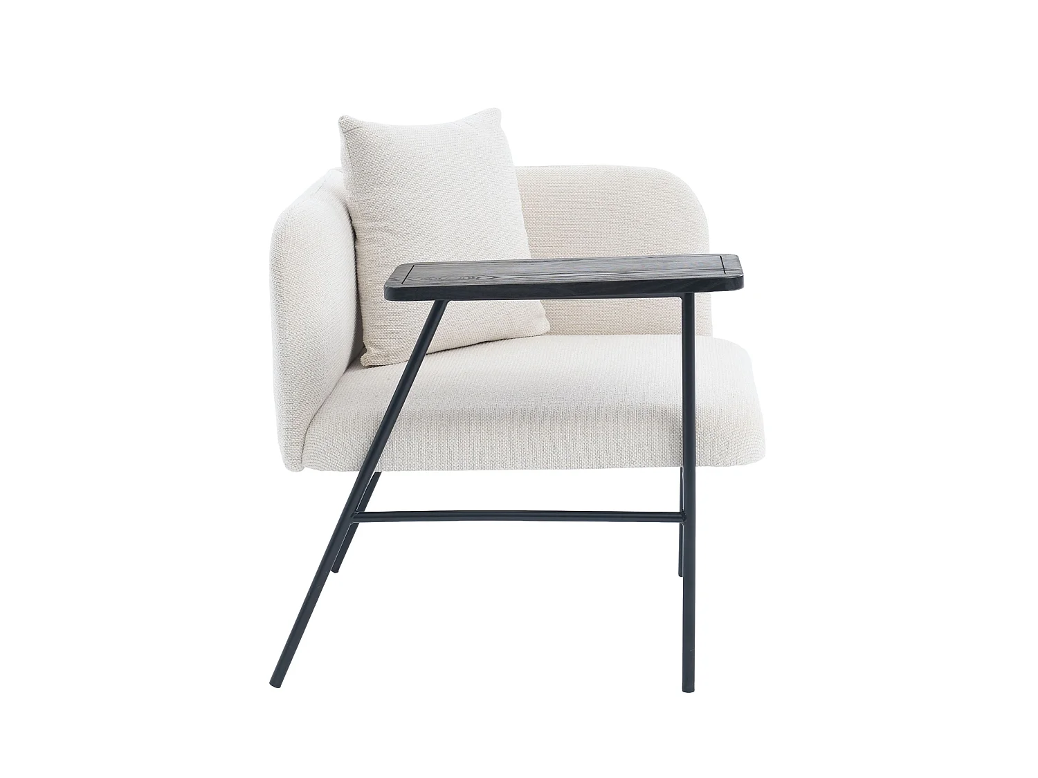 Fauteuil en chenille avec table d'appoint et 2 poches de rangement - Beige