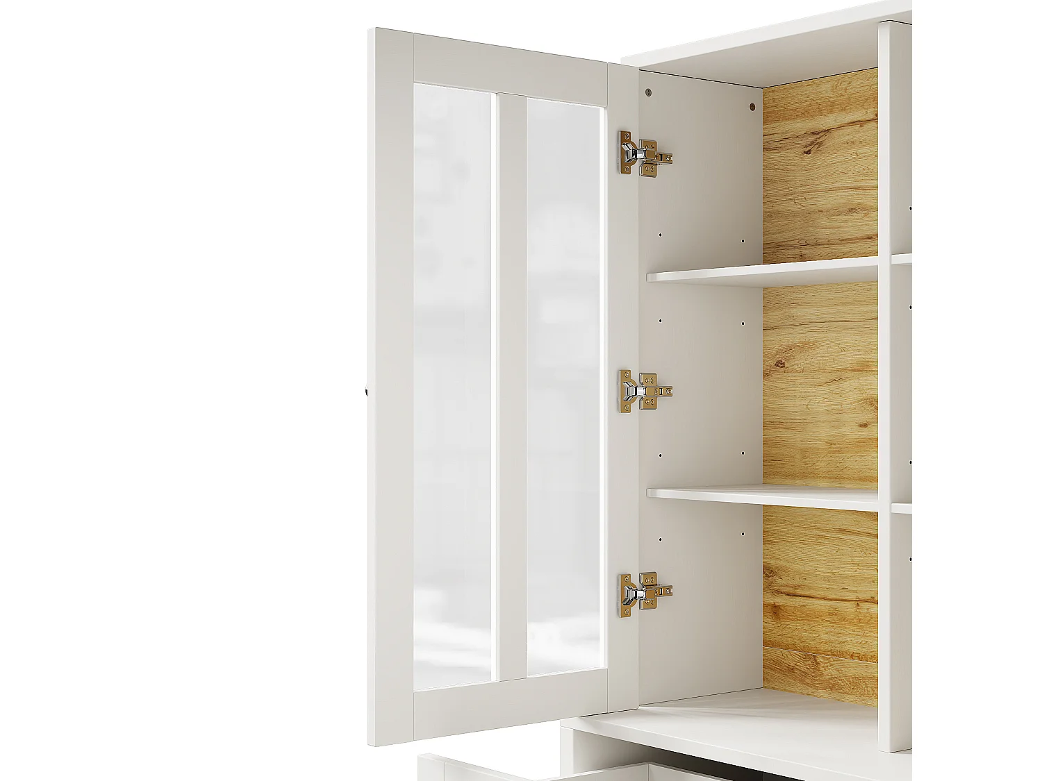 Buffet de cuisine 140 x 40 x 175 cm blanc avec 3 tiroirs et 5 portes - MDF et acrylique