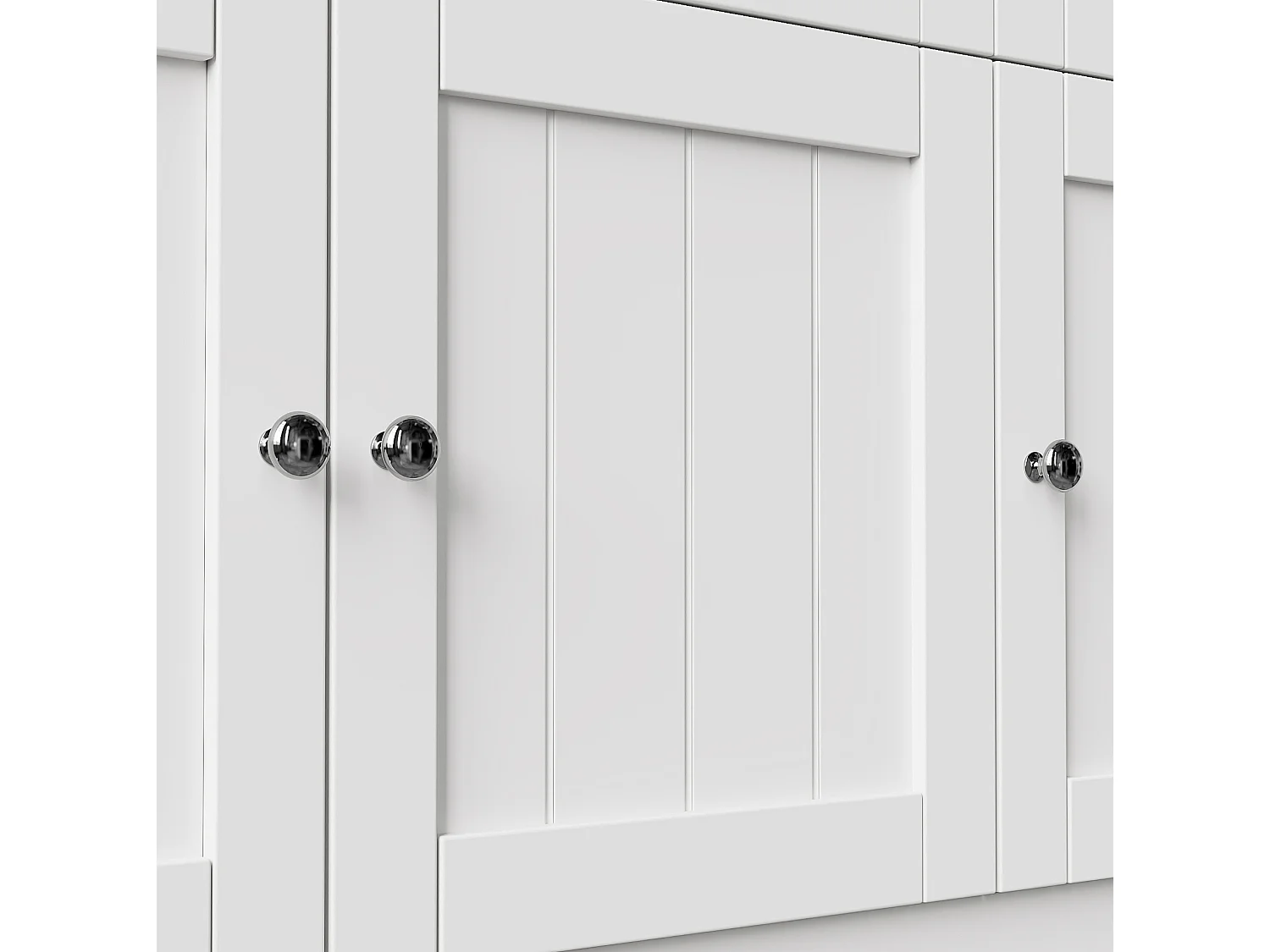 Buffet de cuisine 140 x 40 x 175 cm blanc avec 3 tiroirs et 5 portes - MDF et acrylique