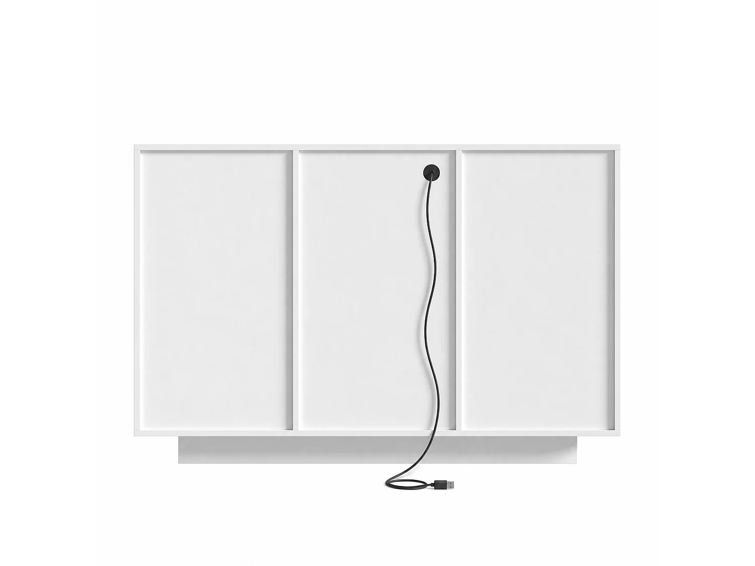 Buffet LED avec 4 étagères - Façades laquées - bois naturel et blanc