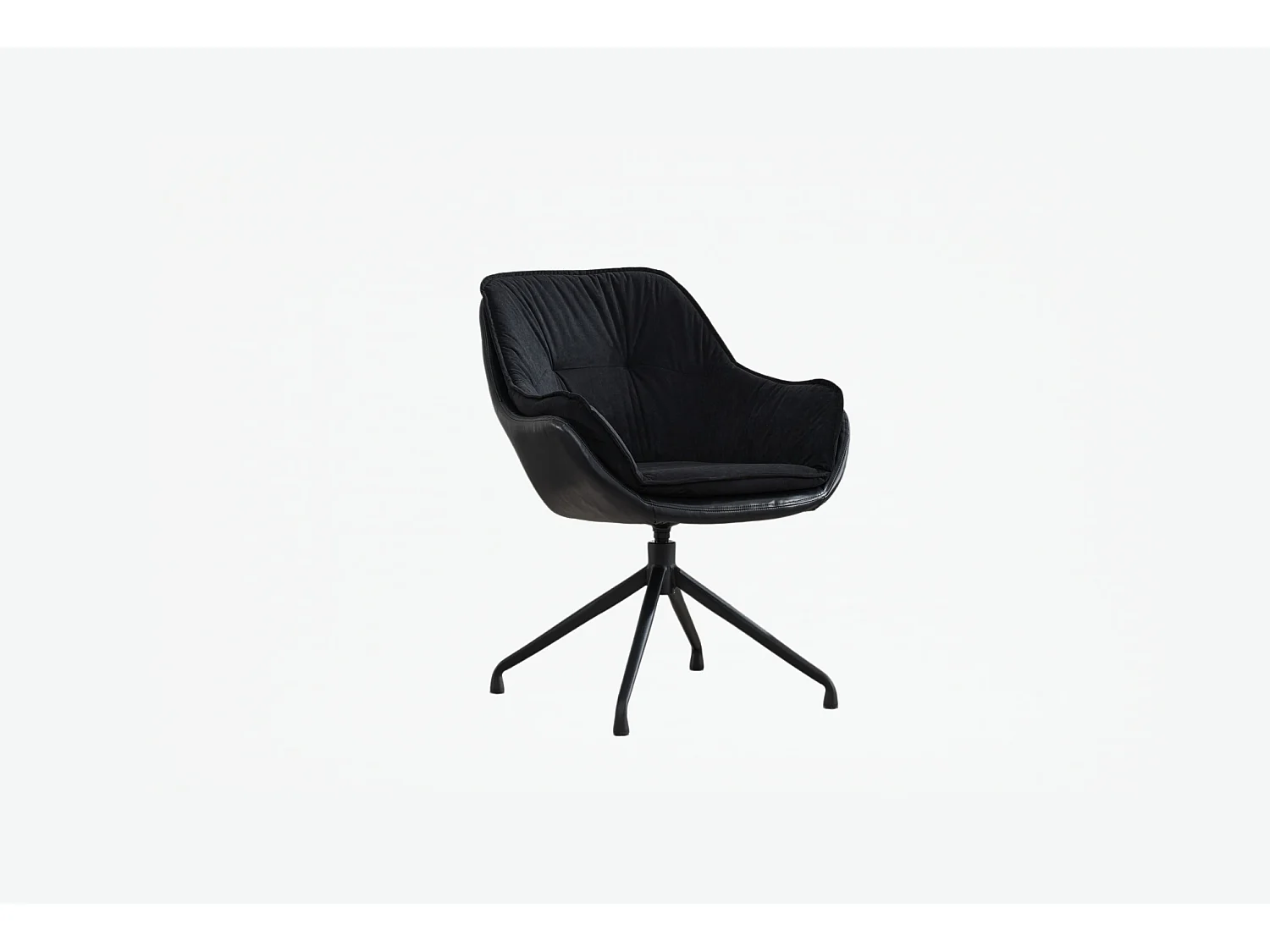 Chaise de bureau pivotant avec accoudoirs - Simili cuir et tissu - Noir