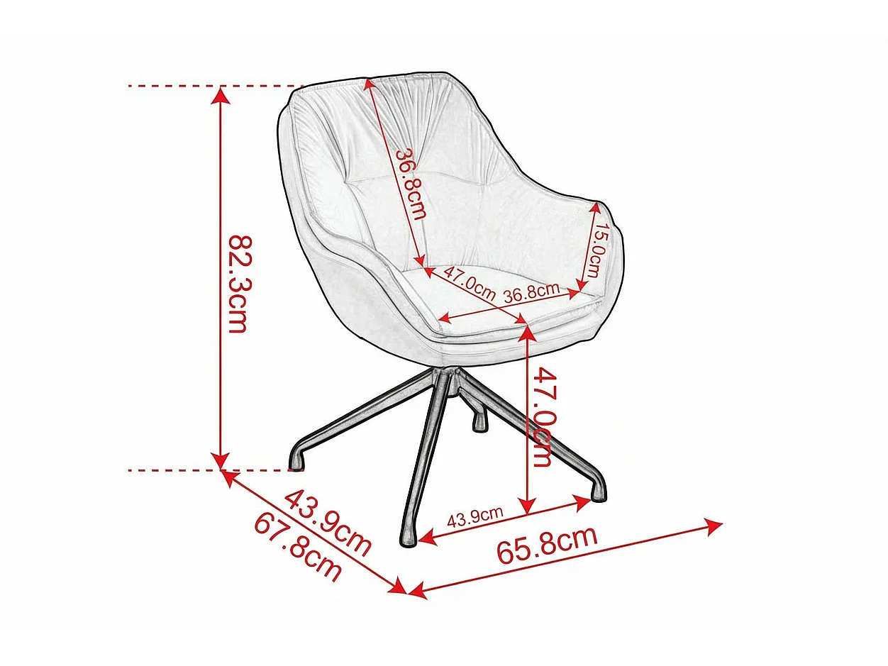 Chaise de bureau pivotant avec accoudoirs - Simili cuir et tissu - Noir
