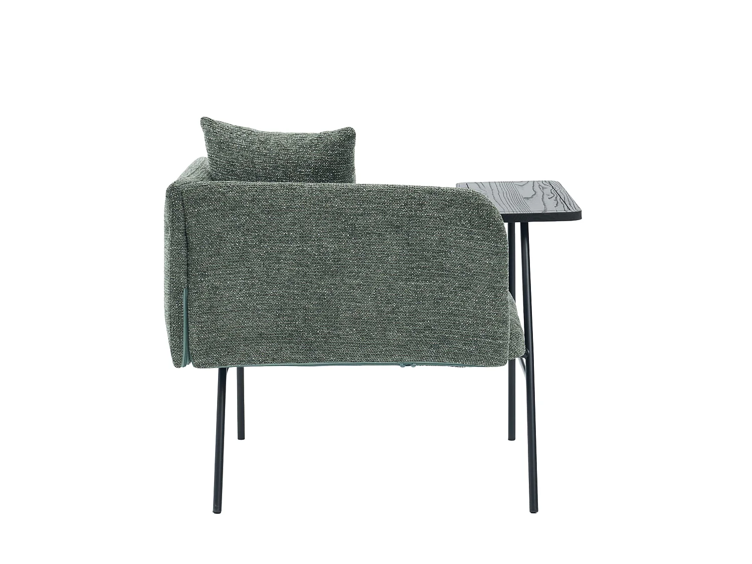 Fauteuil en chenille avec table d'appoint et 2 poches de rangement - Émeraude