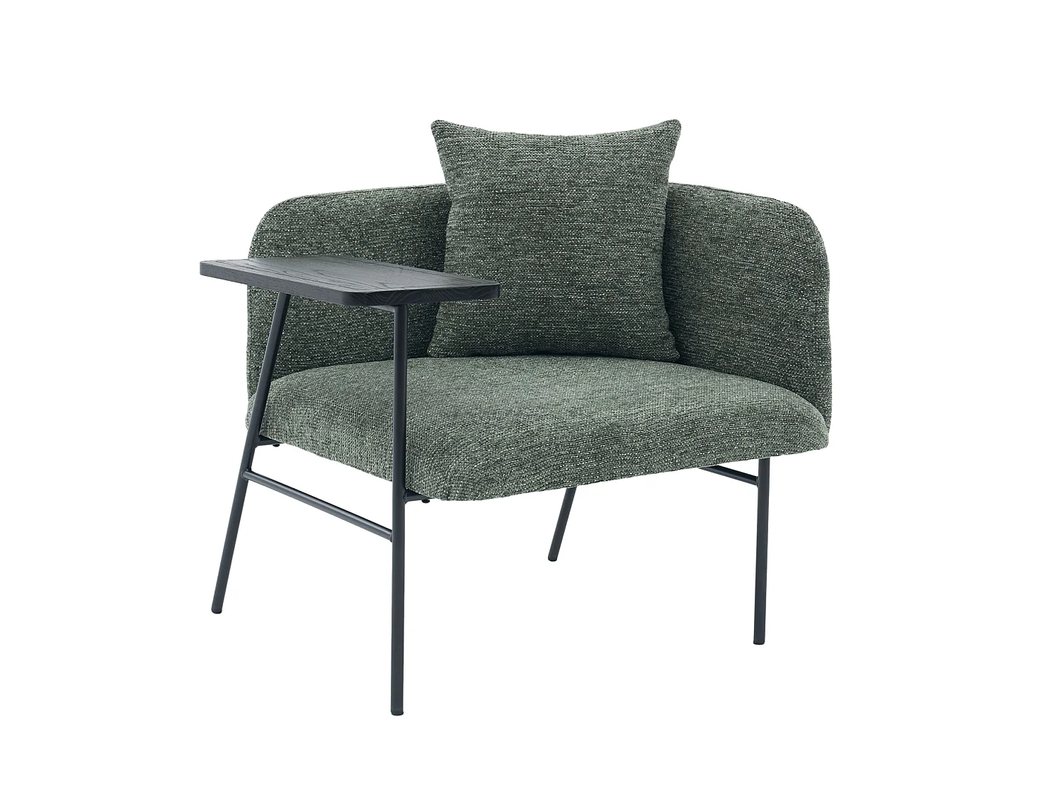 Fauteuil en chenille avec table d'appoint et 2 poches de rangement - Émeraude