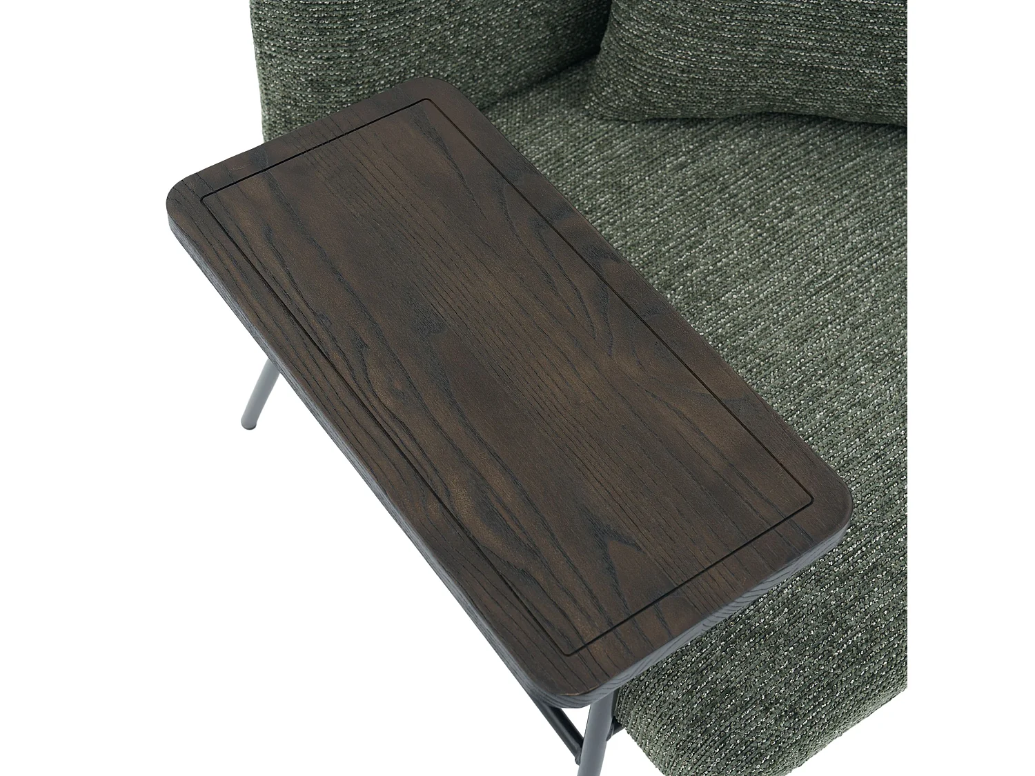 Fauteuil en chenille avec table d'appoint et 2 poches de rangement - Émeraude