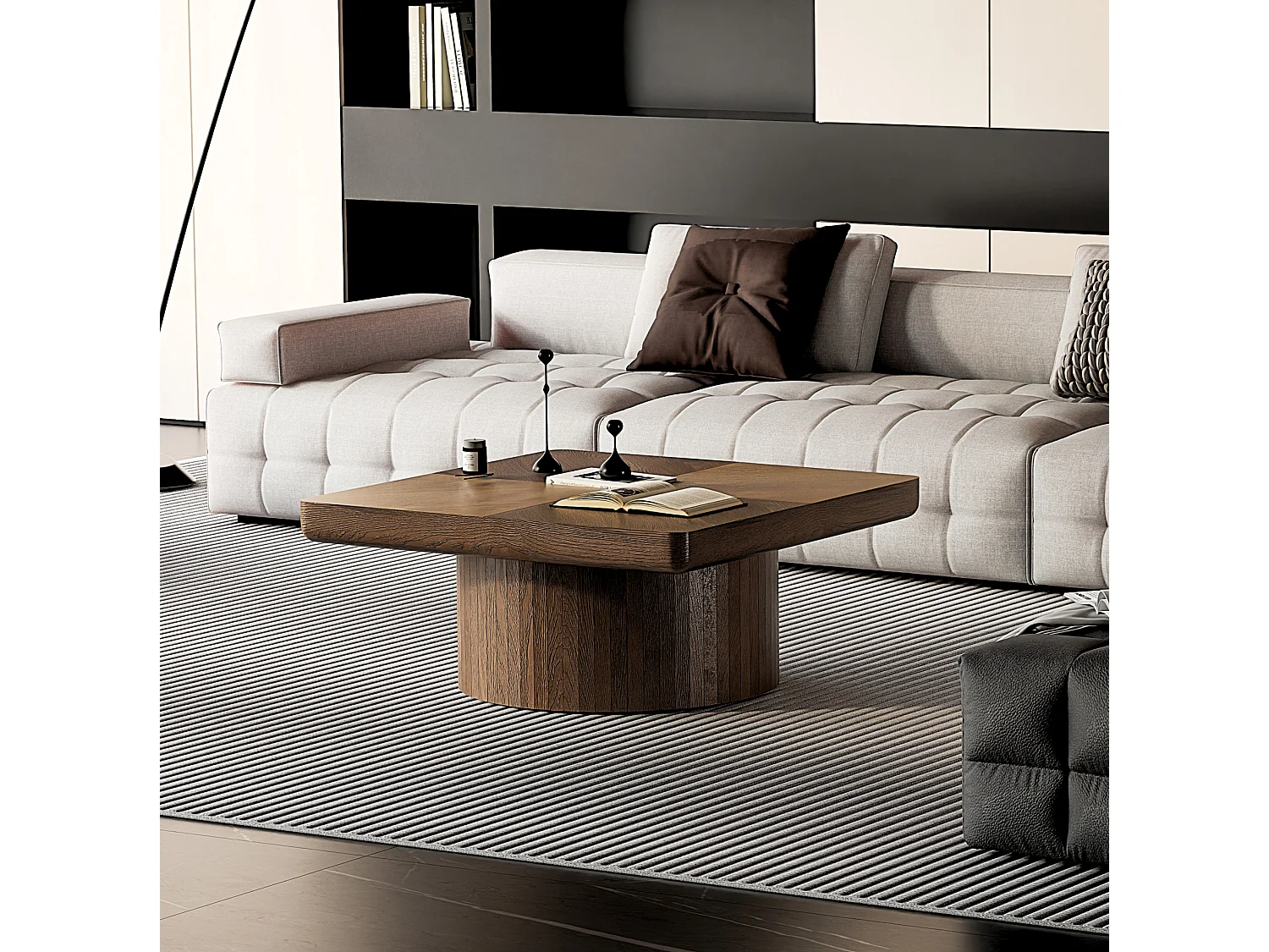 Table basse carrée 78x78x38 cm marron - Placage woodgrain