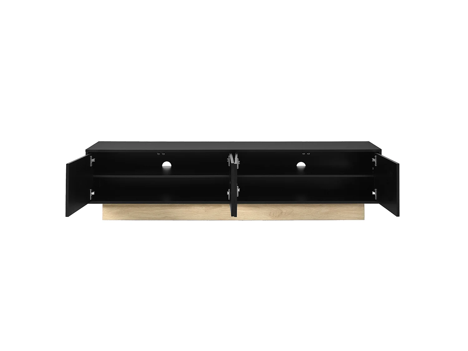 Meuble TV 175 x 40 x 41.5 cm noir avec 4 portes - Ouverture push-to-open