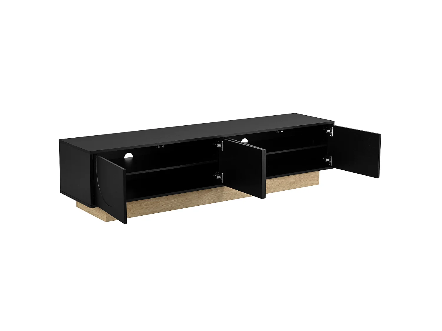 Meuble TV 175 x 40 x 41.5 cm noir avec 4 portes - Ouverture push-to-open