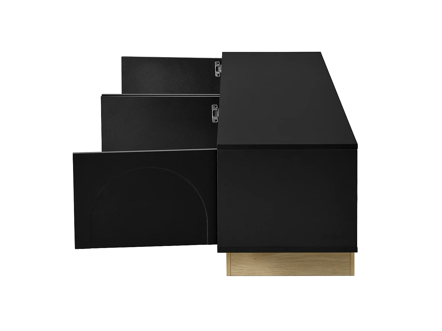 Meuble TV 175 x 40 x 41.5 cm noir avec 4 portes - Ouverture push-to-open