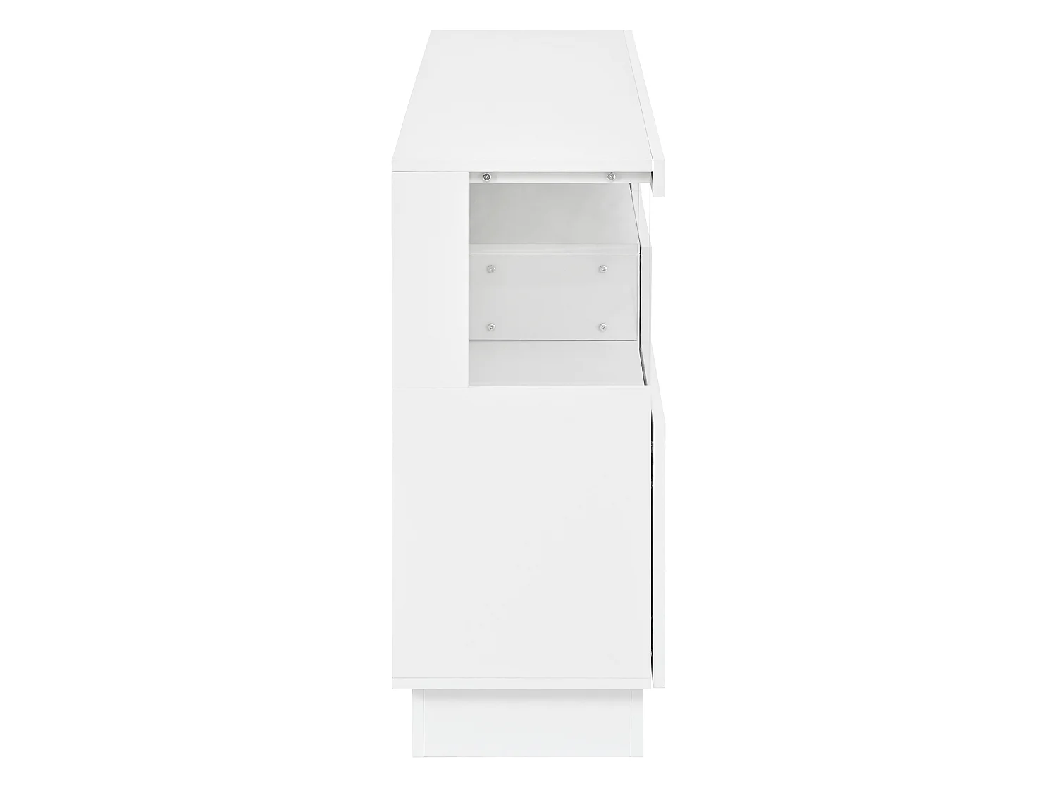 Buffet avec LED et 3 portes - Bois et acrylique - Blanc finition brillant