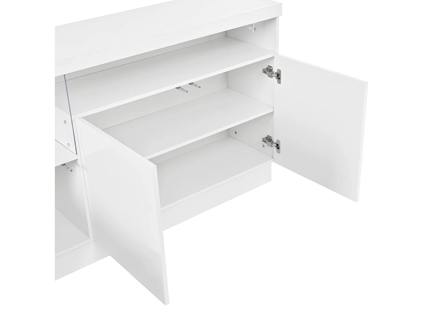 Buffet avec LED et 3 portes - Bois et acrylique - Blanc finition brillant