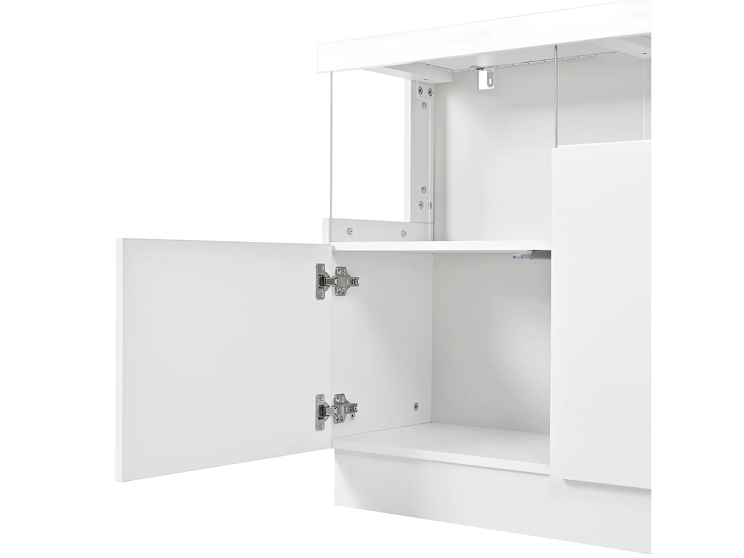 Buffet avec LED et 3 portes - Bois et acrylique - Blanc finition brillant