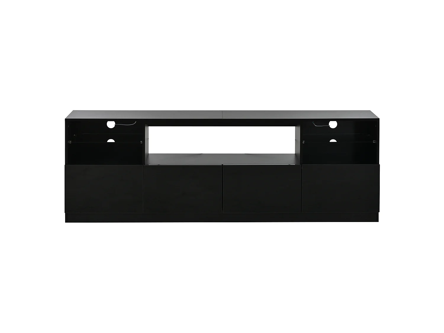 Meuble TV finition brillant 180 x 35 x 60 cm avec 4 portes - Noir