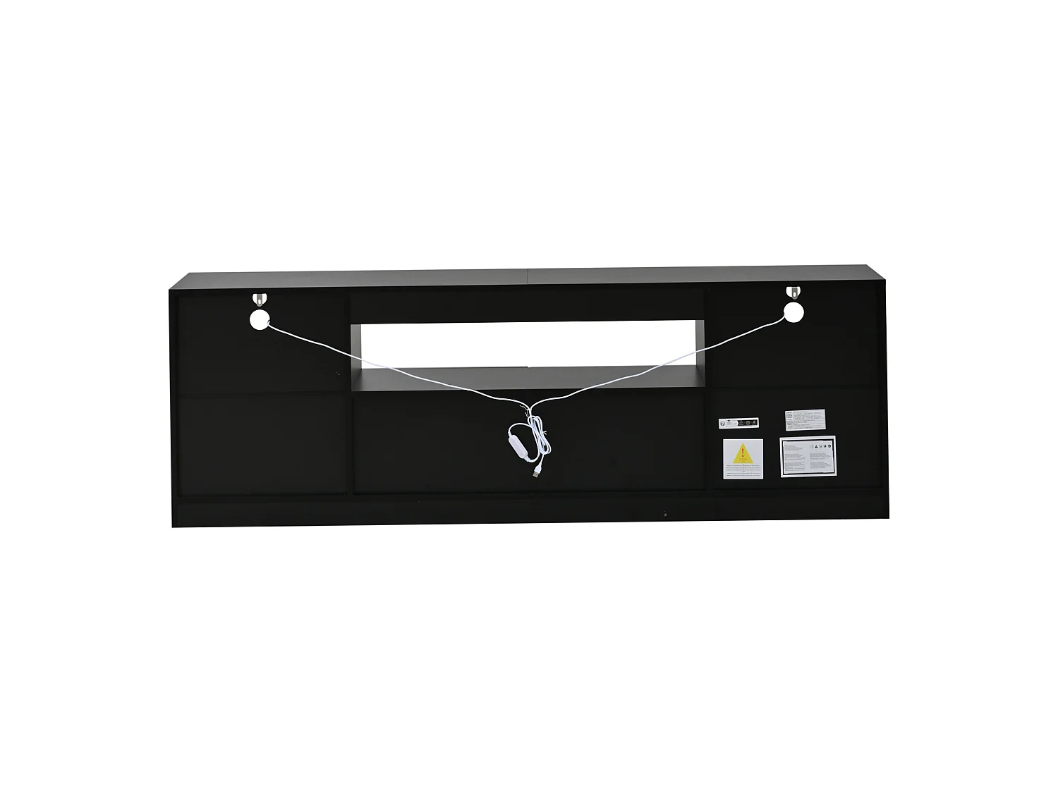 Meuble TV finition brillant 180 x 35 x 60 cm avec 4 portes - Noir