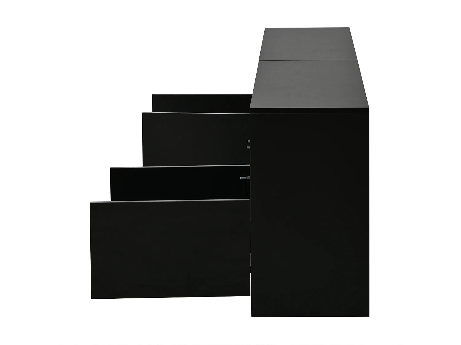 Meuble TV finition brillant 180 x 35 x 60 cm avec 4 portes - Noir