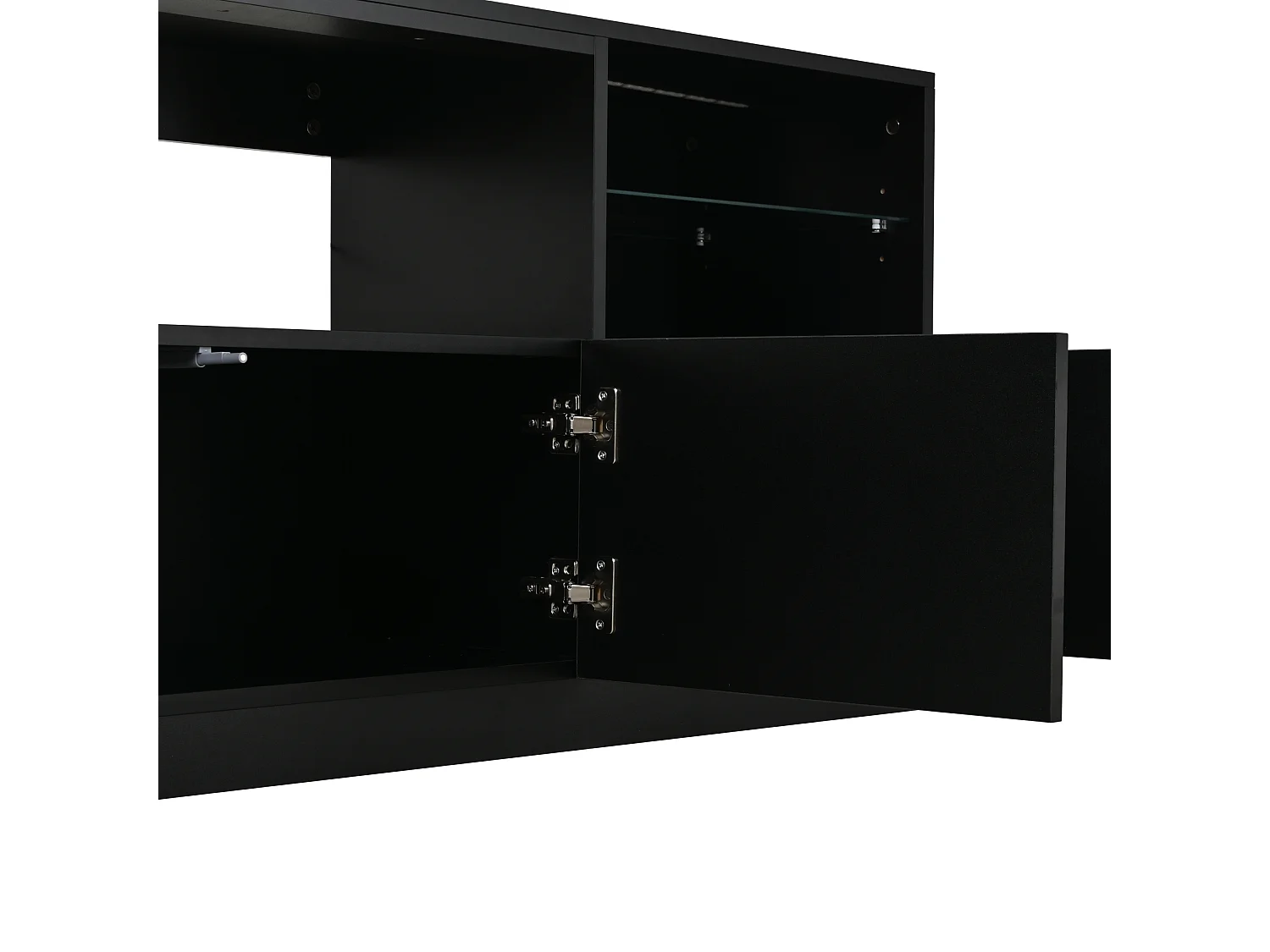 Meuble TV finition brillant 180 x 35 x 60 cm avec 4 portes - Noir