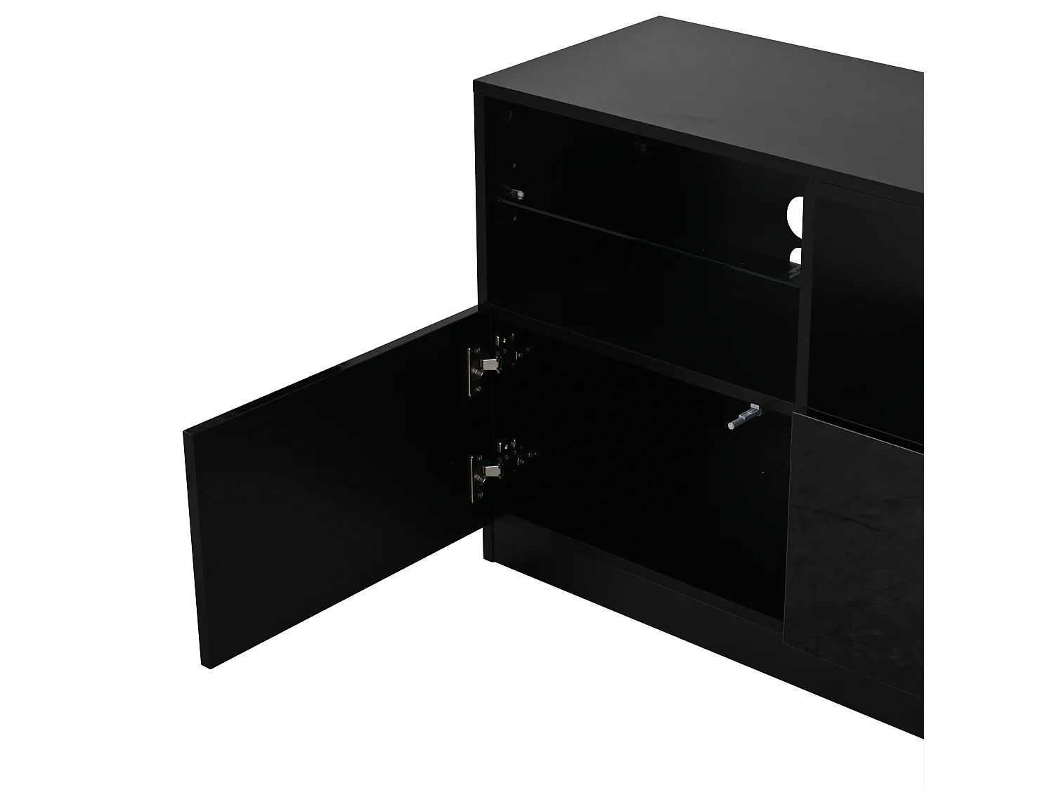 Meuble TV finition brillant 180 x 35 x 60 cm avec 4 portes - Noir