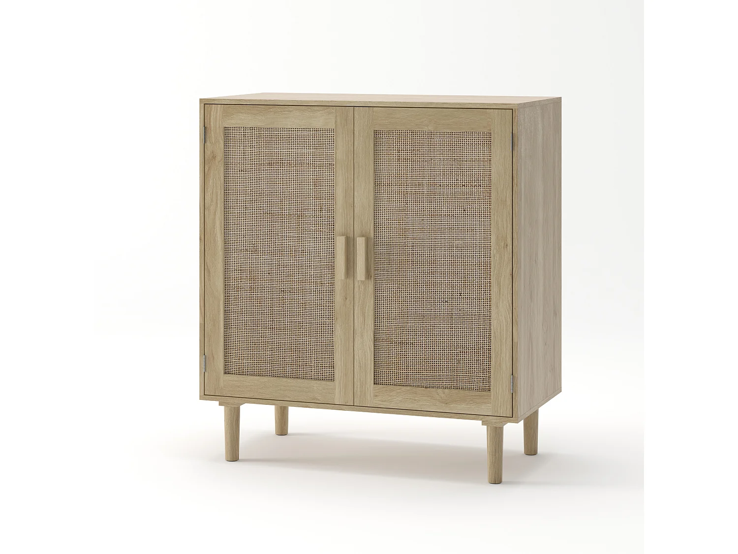 Buffet en rotin à 2 portes - Pour salon, salle à manger et couloir - Couleur bois 80 x 40 x 88 cm