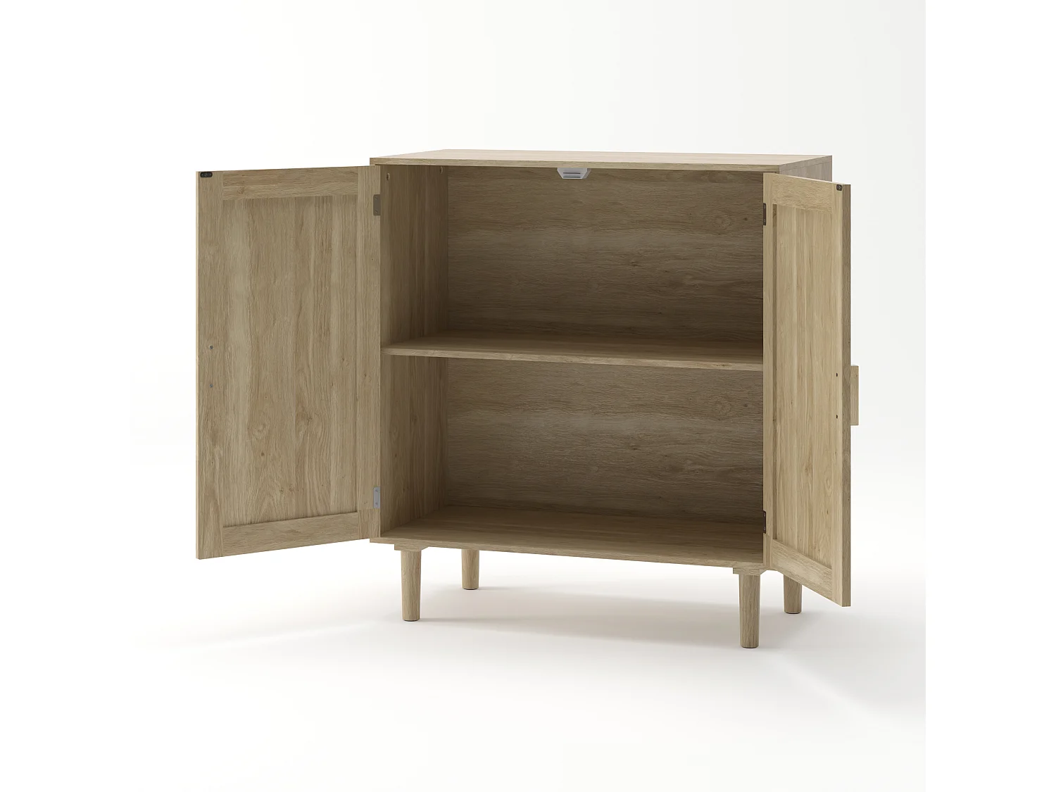 Buffet en rotin à 2 portes - Pour salon, salle à manger et couloir - Couleur bois 80 x 40 x 88 cm