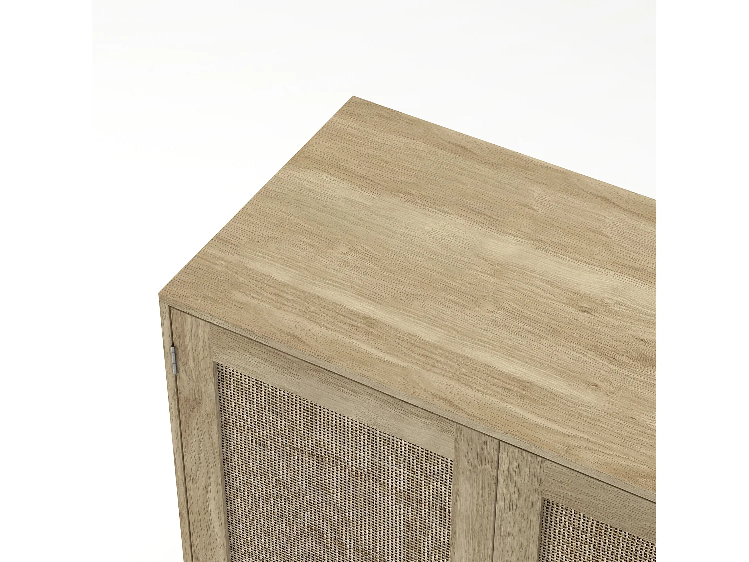 Buffet en rotin à 2 portes - Pour salon, salle à manger et couloir - Couleur bois 80 x 40 x 88 cm