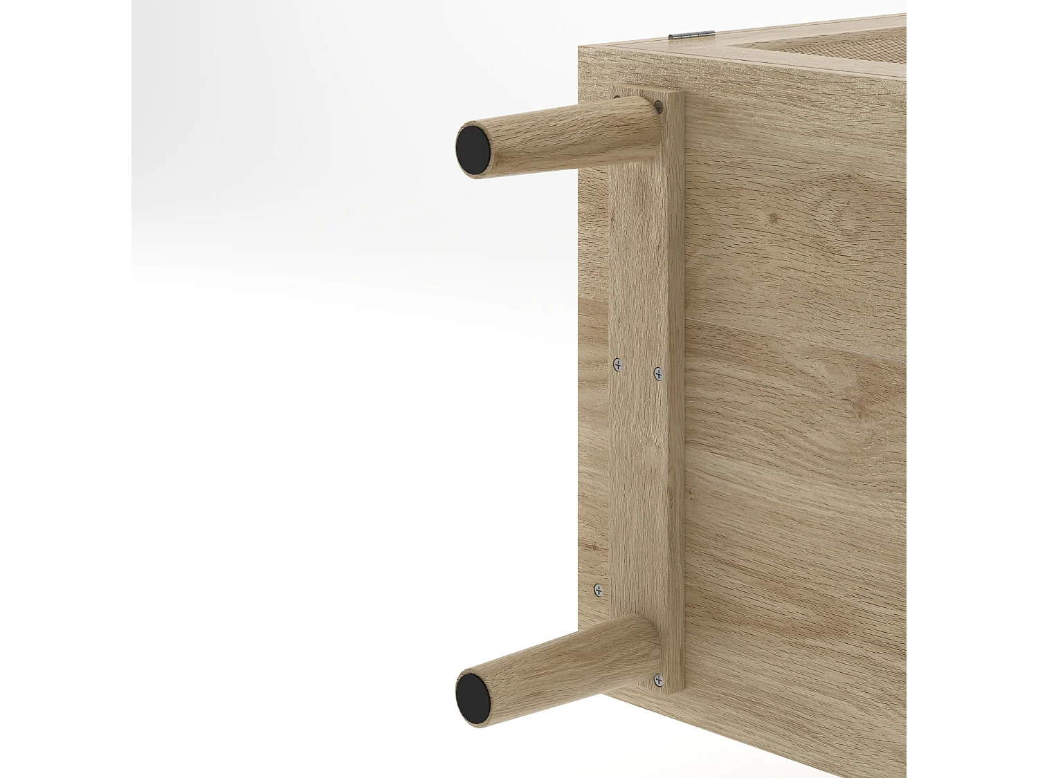 Buffet en rotin à 2 portes - Pour salon, salle à manger et couloir - Couleur bois 80 x 40 x 88 cm