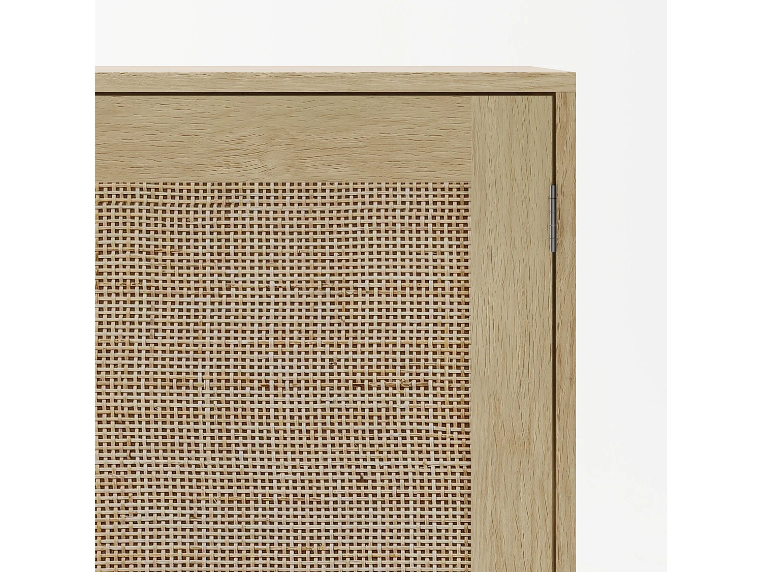Buffet en rotin à 2 portes - Pour salon, salle à manger et couloir - Couleur bois 80 x 40 x 88 cm