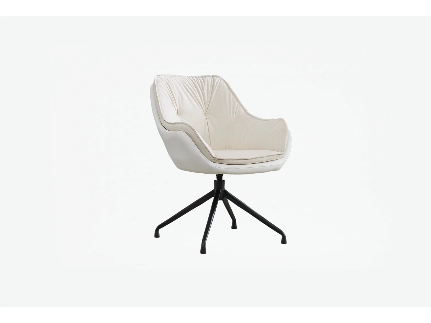 Chaise de bureau pivotant avec accoudoirs - Simili cuir et tissu - Beige