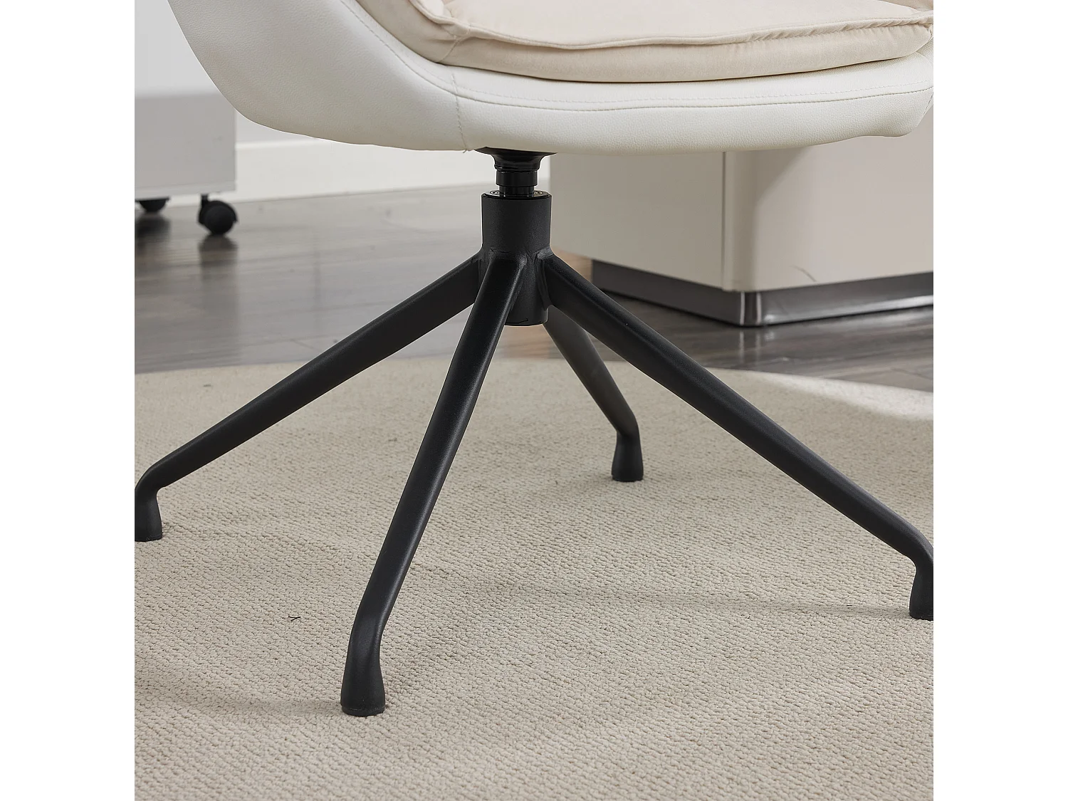 Chaise de bureau pivotant avec accoudoirs - Simili cuir et tissu - Beige