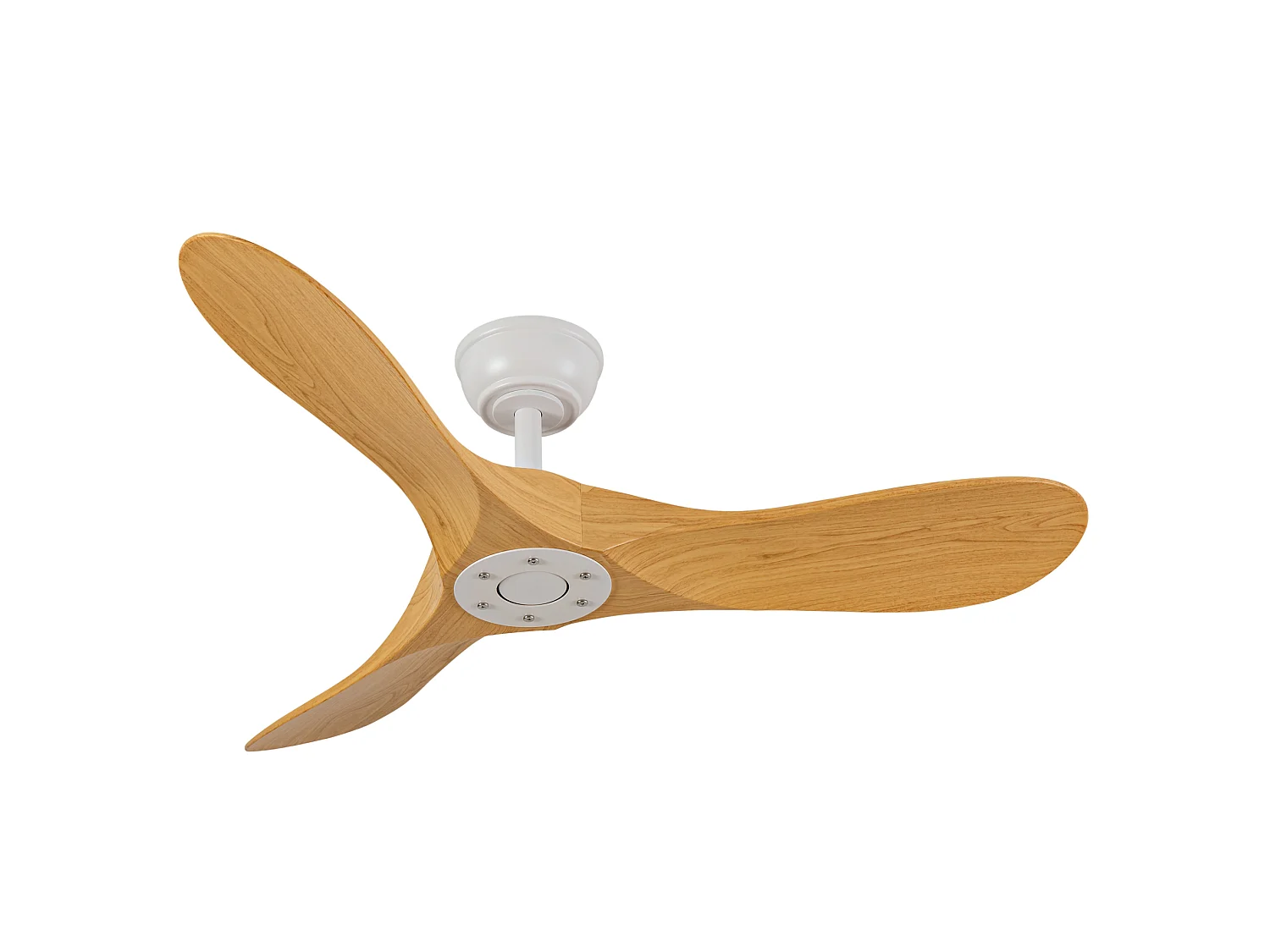 Ventilateur de plafond de 107 cm avec 6 vitesses et 3 pales - Moteur CC réversible - Blanc et naturel