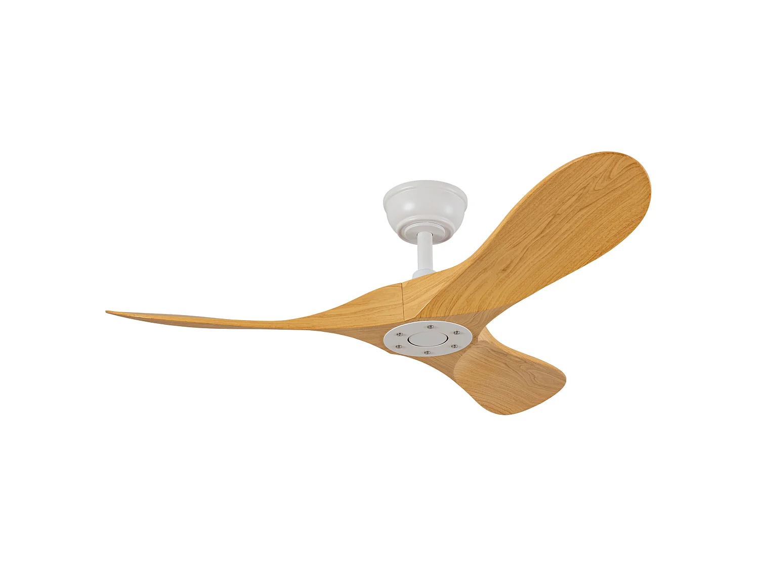 Ventilateur de plafond de 107 cm avec 6 vitesses et 3 pales - Moteur CC réversible - Blanc et naturel