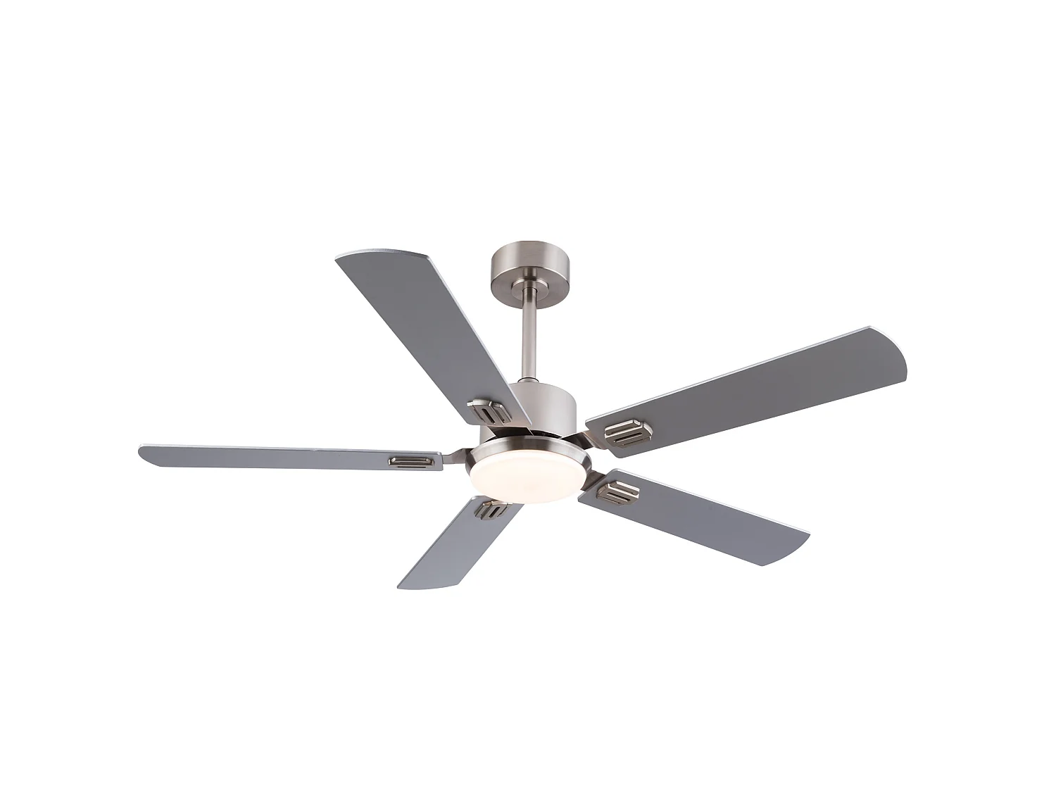 Ventilateur de plafond argenté de 132 cm avec lumière et télécommande et 6 vitesses