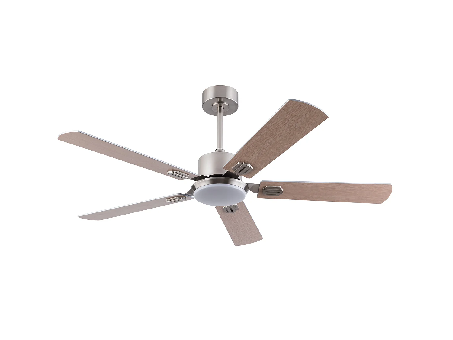 Ventilateur de plafond argenté de 132 cm avec lumière et télécommande et 6 vitesses