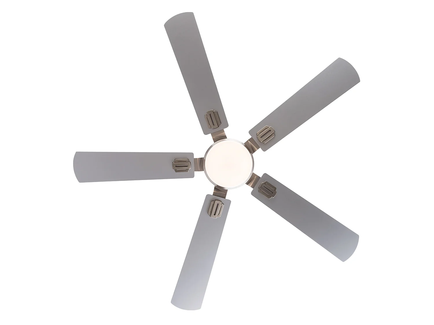 Ventilateur de plafond argenté de 132 cm avec lumière et télécommande et 6 vitesses