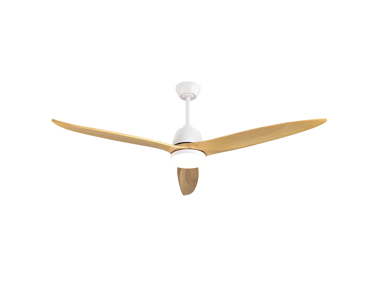 Ventilateur de plafond moderne avec intensité lumineuse réglable , 3 pales, 6 vitesses - Blanc et bois