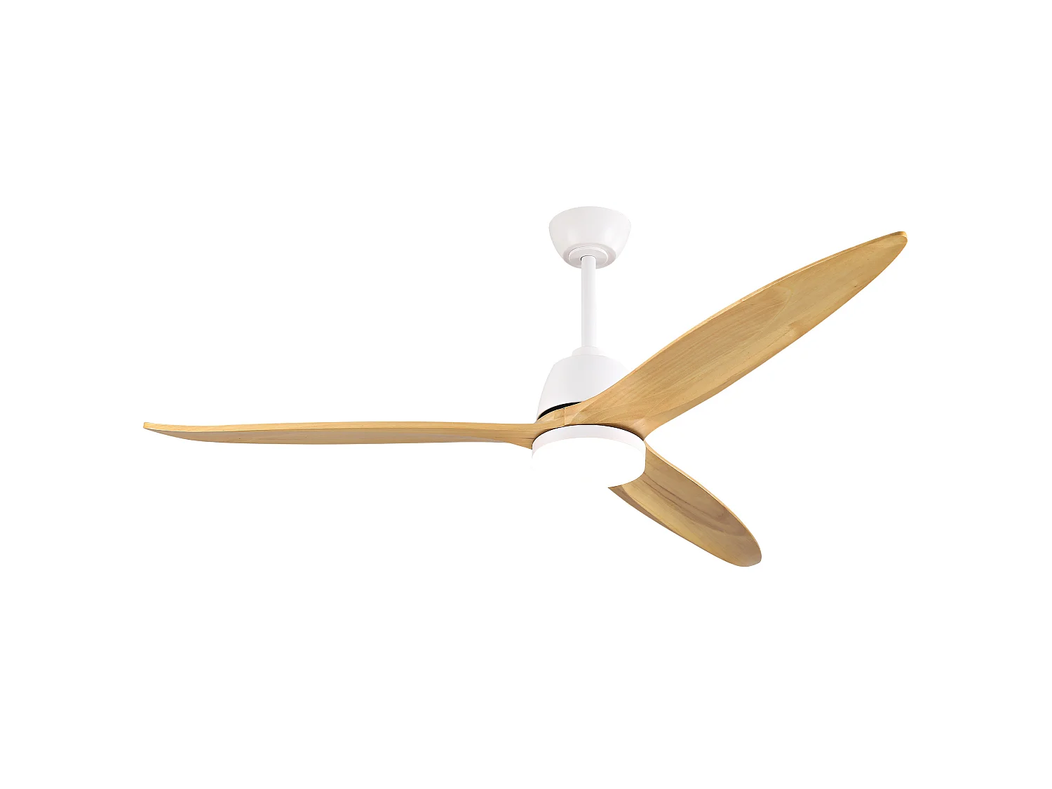 Ventilateur de plafond moderne avec intensité lumineuse réglable , 3 pales, 6 vitesses - Blanc et bois