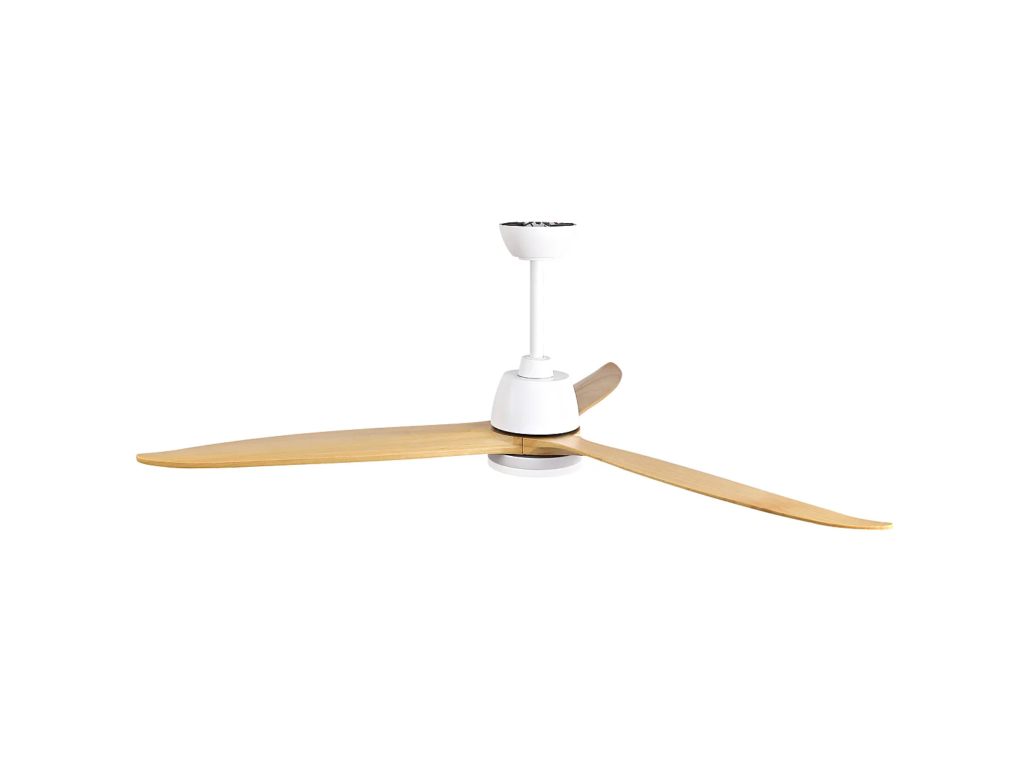 Ventilateur de plafond moderne avec intensité lumineuse réglable , 3 pales, 6 vitesses - Blanc et bois