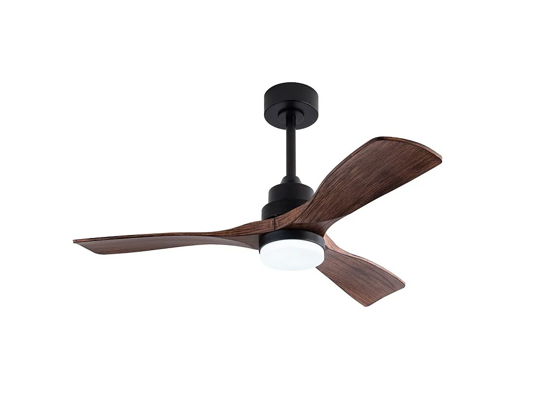 Ventilador de techo de 107 cm con luz, 6 velocidades y temporizador de 3 velocidades - Negro y nogal oscuro