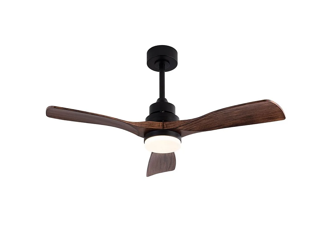Ventilador de techo de 107 cm con luz, 6 velocidades y temporizador de 3 velocidades - Negro y nogal oscuro
