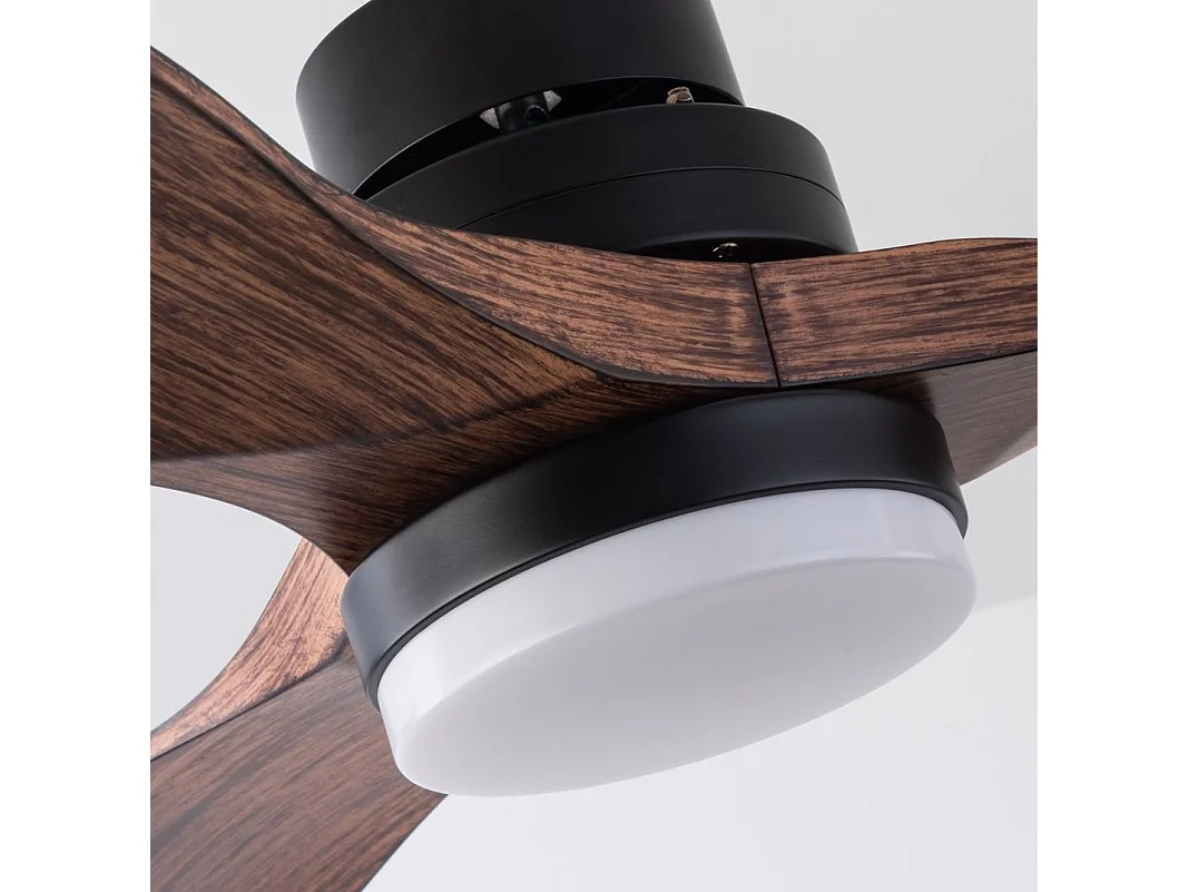 Ventilador de techo de 107 cm con luz, 6 velocidades y temporizador de 3 velocidades - Negro y nogal oscuro