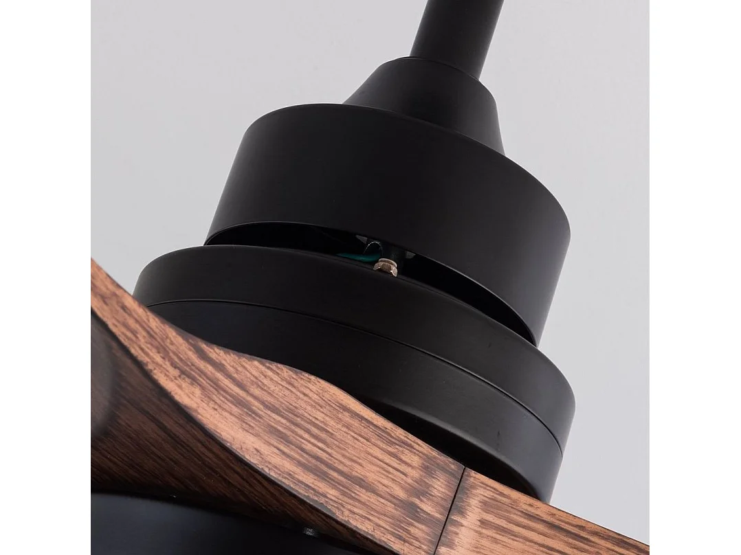 Ventilador de techo de 107 cm con luz, 6 velocidades y temporizador de 3 velocidades - Negro y nogal oscuro