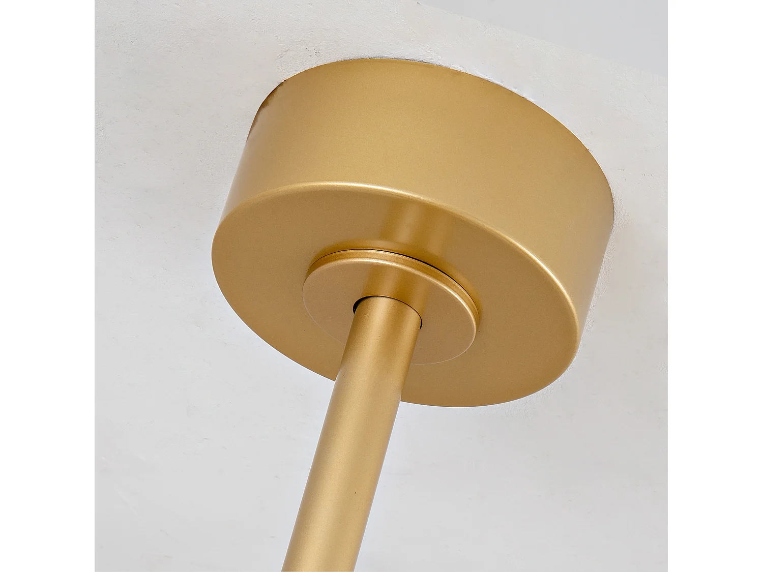 Ventilateur de plafond avec lumière, télécommande, fonction de variation d'intensité, pales en bois - Blanc et or