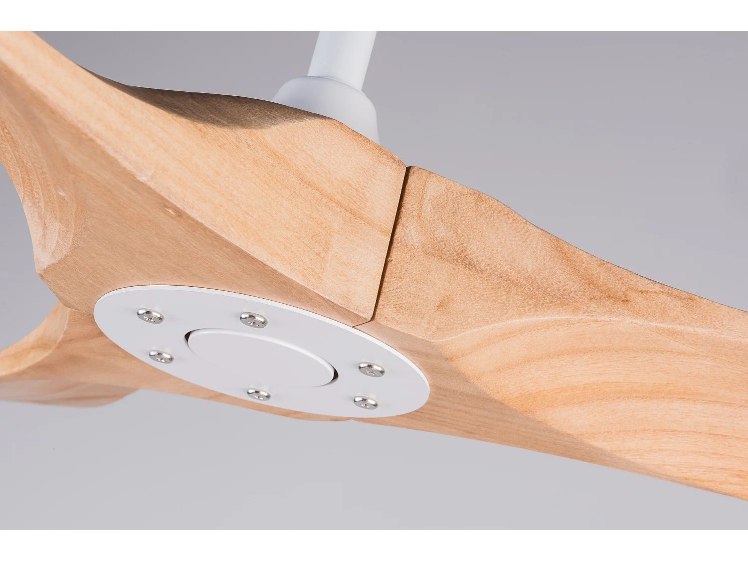Plafondventilator van 107 cm met 3 houten bladen en afstandsbediening, 6 snelheden - Wit en hout