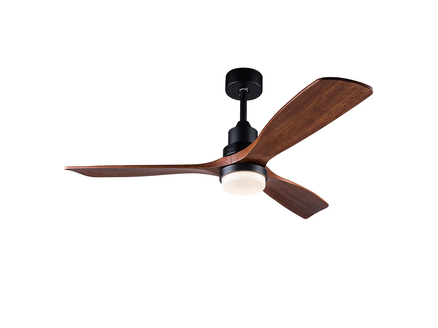 Ventilateur de plafond avec éclairage, télécommande, 3 pales en bois et minuterie à 6 vitesses