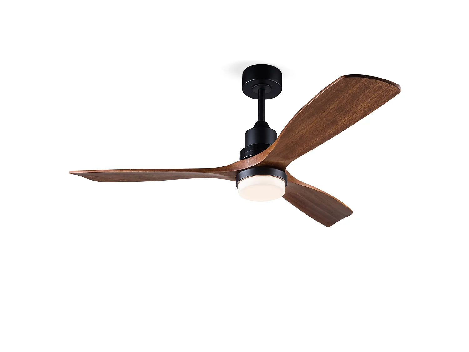 Ventilateur de plafond avec éclairage, télécommande, 3 pales en bois et minuterie à 6 vitesses