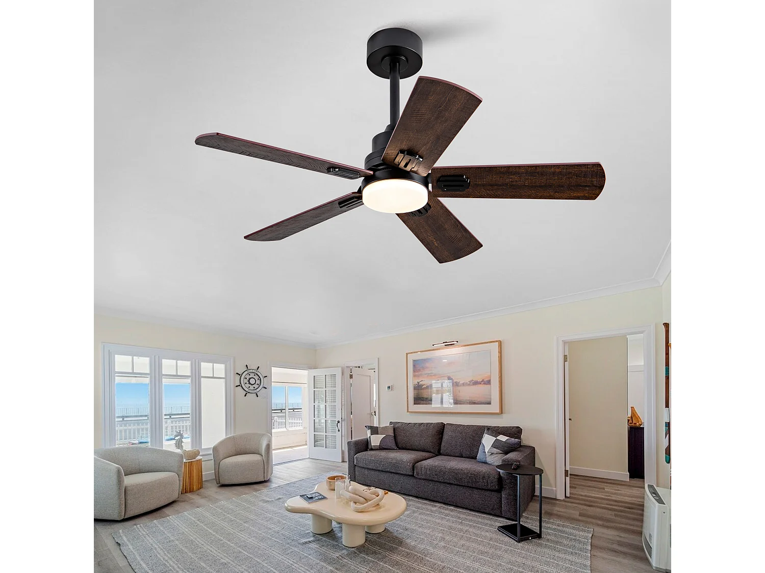 Ventilateur de plafond noir de 42" avec éclairage et télécommande