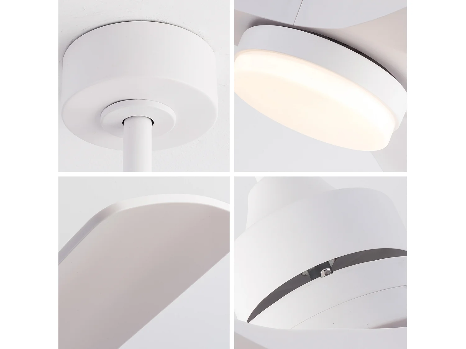 Ventilateur de plafond 107 cm avec lumière , 6 vitesses et minuteur à 3 vitesses - Blanc