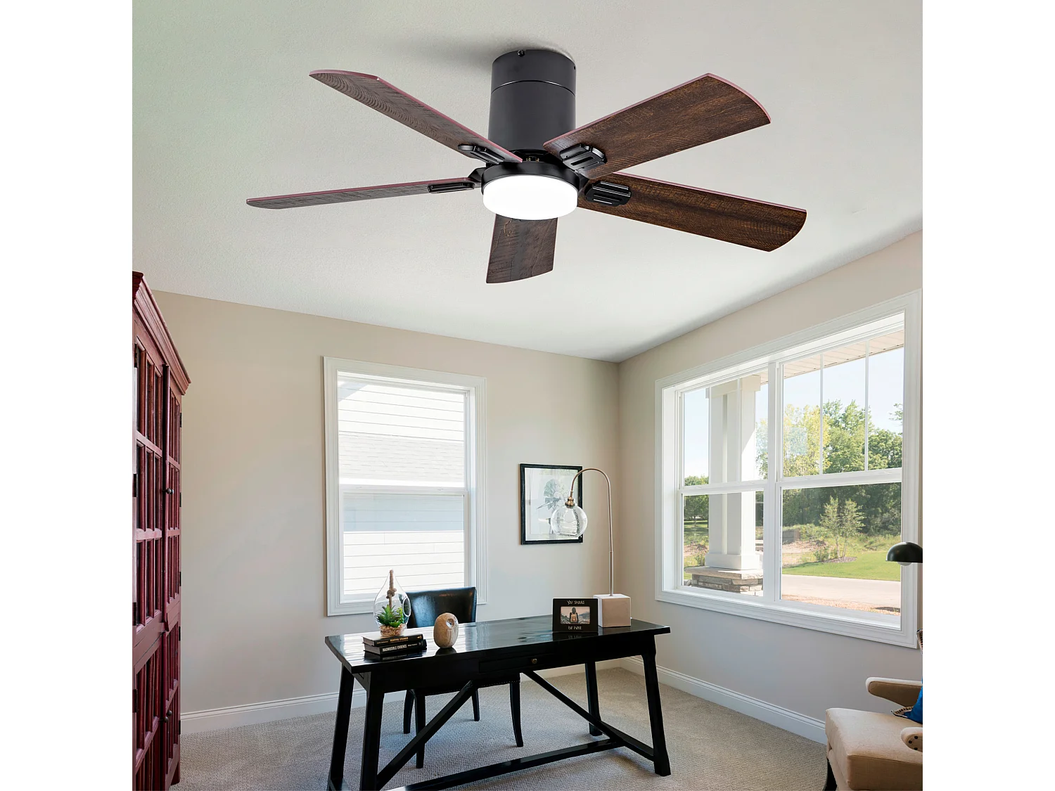 Ventilateur de plafond noir 42" avec télécommande et éclairage LED à intensité variable