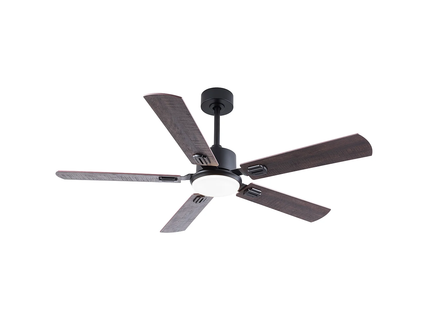 Ventilateur de plafond noir de 132 cm avec lumière et télécommande et 6 vitesses