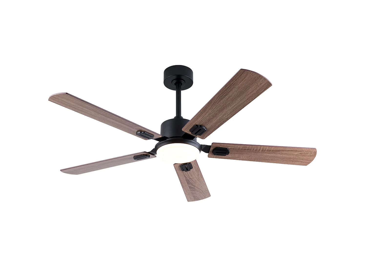 Ventilateur de plafond noir de 132 cm avec lumière et télécommande et 6 vitesses