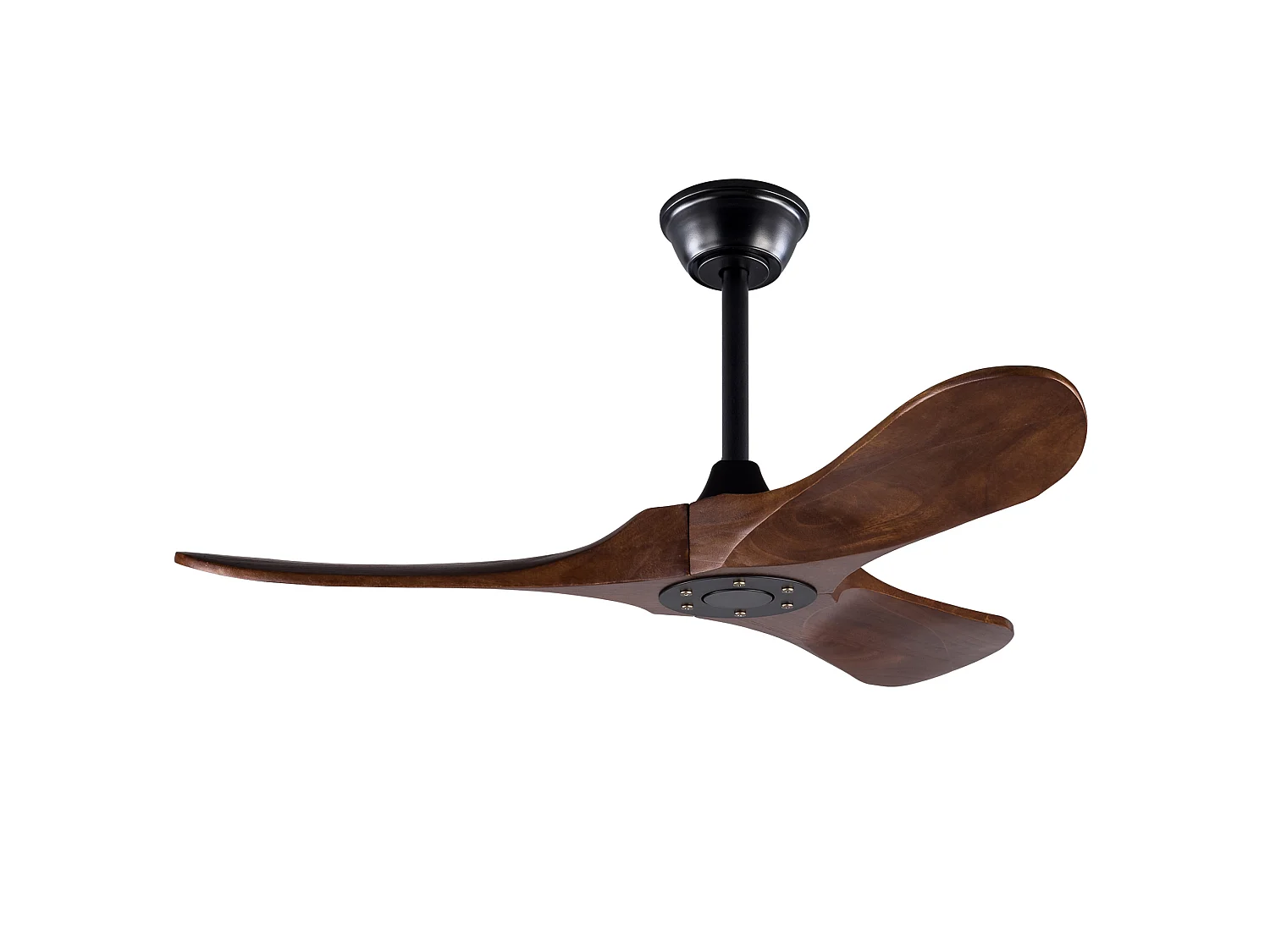 Ventilateur de plafond de 107 cm avec 3 pales en bois et télécommande, 6 vitesses - Pour patio, salon et chambre